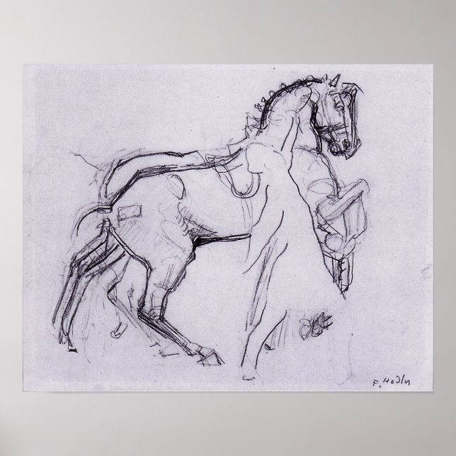 Hodler - Cavalryman Striding a Horse 1908 Poster (Vorne)