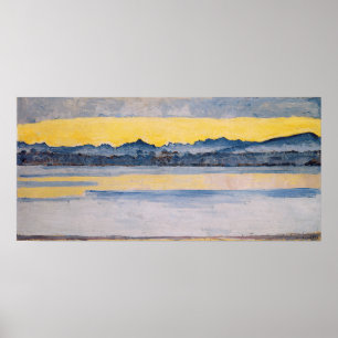Hodler - Genfersee mit Mont Blanc im Morgengrauen Poster