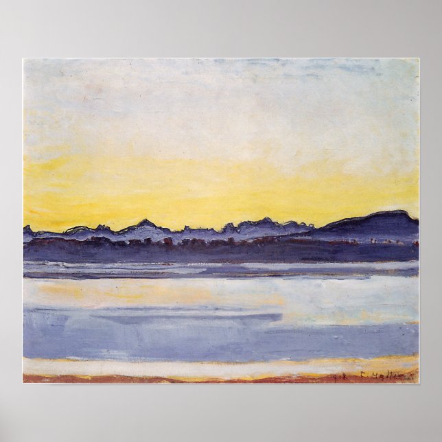Hodler - Genfersee mit Mont Blanc vor Sunri.. Poster (Vorne)