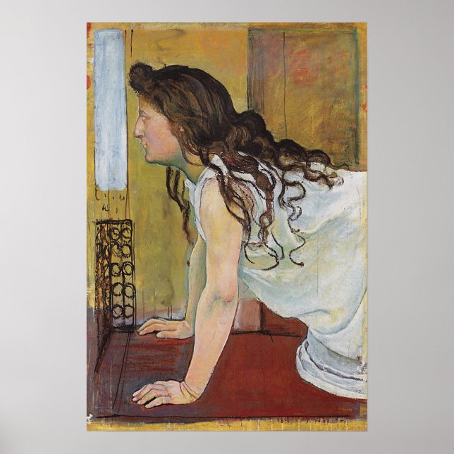 Hodler - Mädchen im Fenster 1890 Poster (Vorne)