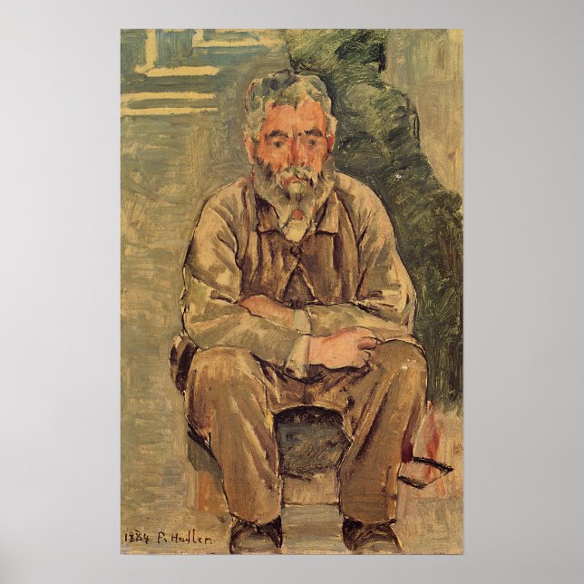 Hodler - Sitting Bartiger Man 1884 Poster (Vorne)