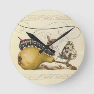 Hoefnagel Vintage Birne & Insekten 1500er Renaissa Runde Wanduhr