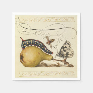Hoefnagel Vintage Birne & Insekten 1500er Renaissa Serviette