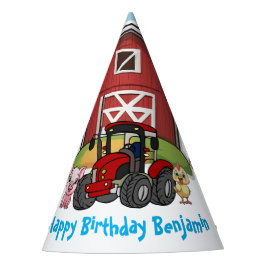 Hof Animal Fun Red Barn & Red Tractor Partyhütchen