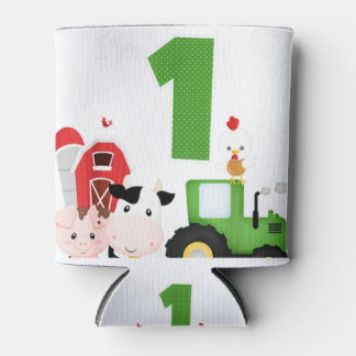 Hof Barnyard Animals Traktor 1. Geburtstag 1 Jahr Dosenkühler