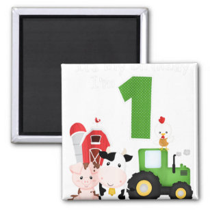 Hof Barnyard Animals Traktor 1. Geburtstag 1 Jahr Magnet