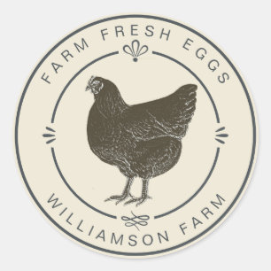 Hof Fresh Vintag Hen Eggs Karton Antik Weiß Runder Aufkleber