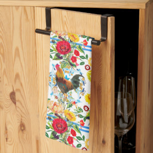 Hof, Hof, Vögel, Folklore   Geschirrtuch