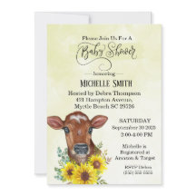 Hof Kuh Sonnenblume Gelb Aquarell Babydusche