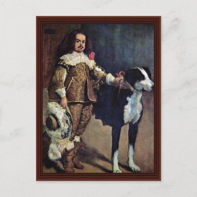 Hof Zwerg mit Hund von Diego Velázquez Postkarte (Vorderseite)