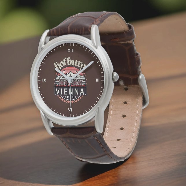 Hofburg in Circles Mens Classic Brown Leather Armbanduhr (Von Creator hochgeladen)