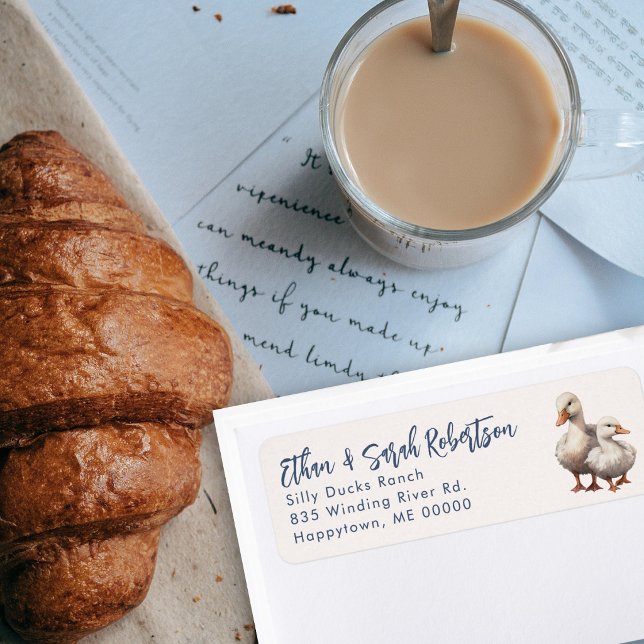 Hofenten Rücksende-Adresse Etiketten Cremeweiß (Von Creator hochgeladen)