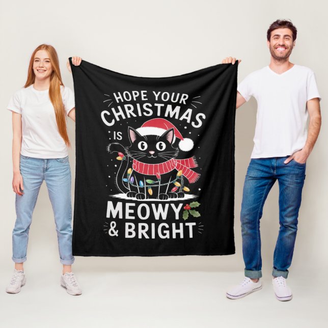 Hoffe, deine Weihnachten ist Meowy und helle Katze Fleecedecke (Beispiel)
