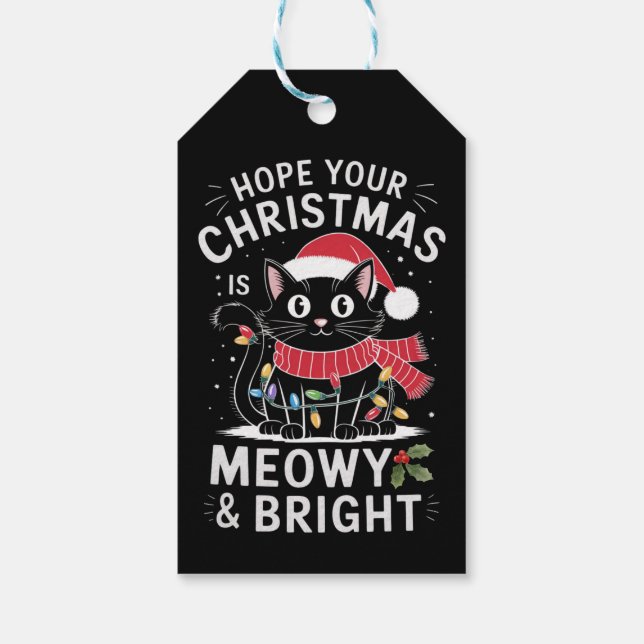Hoffe, deine Weihnachten ist Meowy und helle Katze Geschenkanhänger (Rückseite)