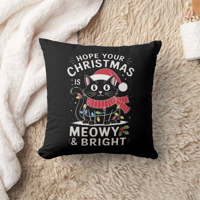 Hoffe, deine Weihnachten ist Meowy und helle Katze Kissen (Decke)
