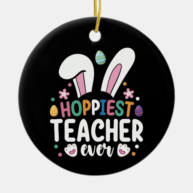 Hoffentlich Lehrer je Schule Ostern Bunny Egg Keramik Ornament (Vorne)