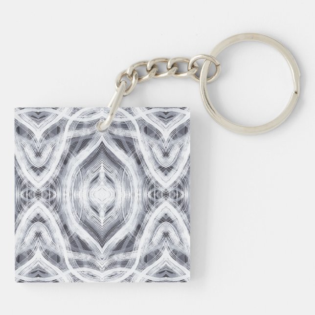 Hoffnung Abstrakt Schwarz-Weiß-Aquarell-Kunst Schlüsselanhänger (Rückseite)