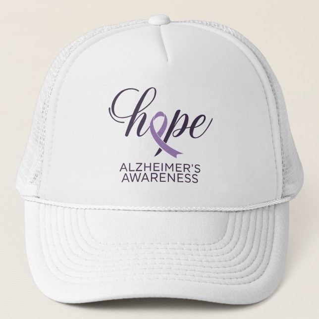 "Hoffnung" Alzheimer's Awareness Lila Ribbon Scrip Truckerkappe (Vorderseite)