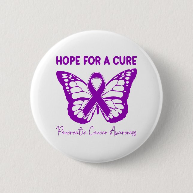Hoffnung auf Heilung Lila Schmetterling Bauchspeic Button (Vorderseite)