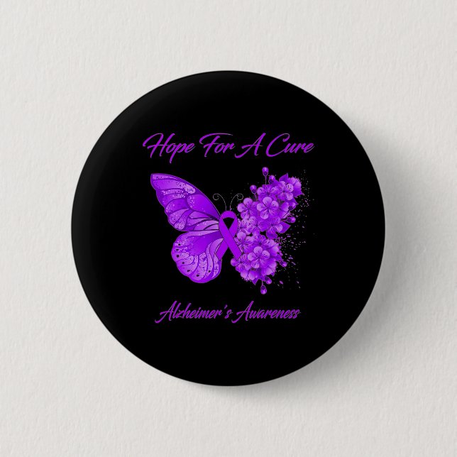 Hoffnung auf Heilung Lila Schmetterling Heimerheim Button (Vorderseite)
