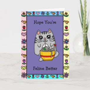 Hoffnung, dass du Feline Better bist Cat Pun Karte