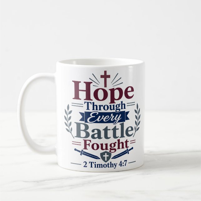 Hoffnung durch jeden gekämpften Kampf Schriftzitat Kaffeetasse (Links)