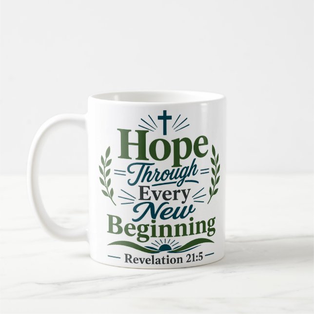 Hoffnung durch jeden neuen Anfang Zitat Kaffeetasse (Links)