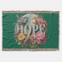 Hoffnung Florale Typografie mit Vögeln und Botanik
