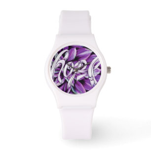 Hoffnung für Bauchspeicheldrüsenkrebsblumenuhr Armbanduhr