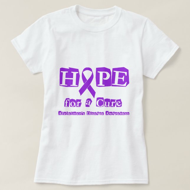 Hoffnung für eine Heilungs-lila Band Alzheimers T-Shirt (Design vorne)
