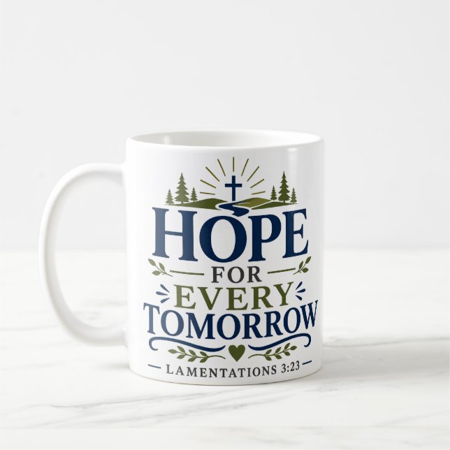 Hoffnung für jeden Morgen Devotionszitat Kaffeetasse (Links)