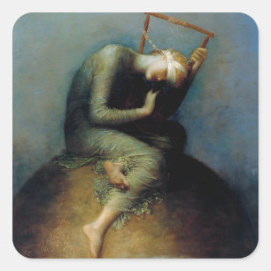 Hoffnung George Watts Kunst Quadratischer Aufkleber