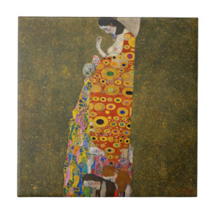 Hoffnung II von Gustav Klimt, Vintage Art Nouveau Fliese