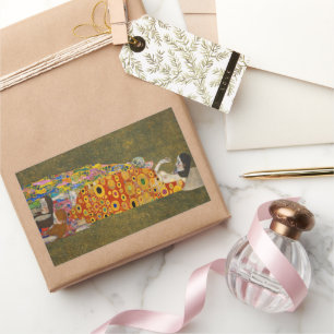 Hoffnung II von Gustav Klimt, Vintage Art Nouveau Rechteckiger Aufkleber