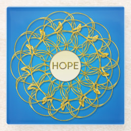 Hoffnung im Zentrum der geometrischen Spitzen-Desi Glasuntersetzer