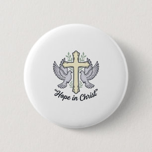 Hoffnung in Christus Taube Kreuz Vintage Christlic Button