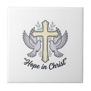 Hoffnung in Christus Taube Kreuz Vintage Christlic Fliese