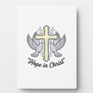 Hoffnung in Christus Taube Kreuz Vintage Christlic Fotoplatte