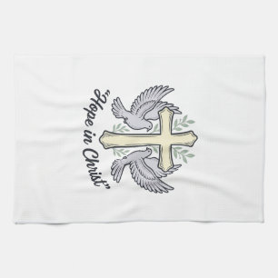 Hoffnung in Christus Taube Kreuz Vintage Christlic Geschirrtuch
