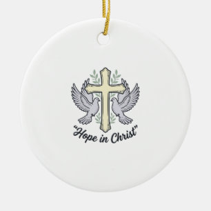 Hoffnung in Christus Taube Kreuz Vintage Christlic Keramik Ornament