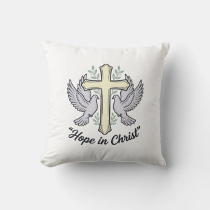 Hoffnung in Christus Taube Kreuz Vintage Christlic Kissen
