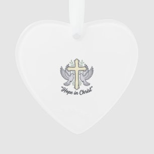 Hoffnung in Christus Taube Kreuz Vintage Christlic Ornament