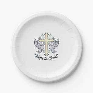 Hoffnung in Christus Taube Kreuz Vintage Christlic Pappteller