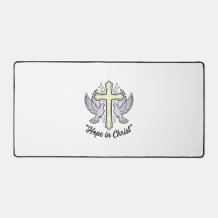 Hoffnung in Christus Taube Kreuz Vintage Christlic Schreibtischunterlage