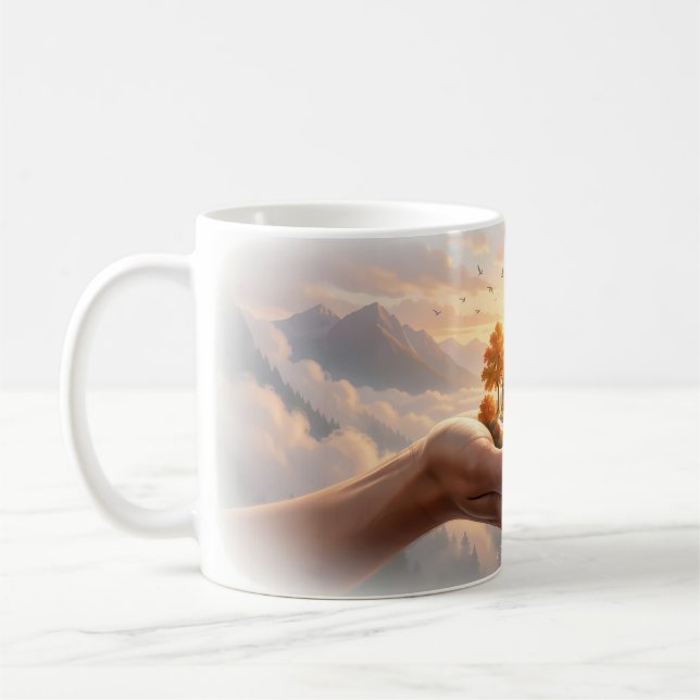 Hoffnung in der Hand Fantasy-Landschaftsposter Kaffeetasse (Links)