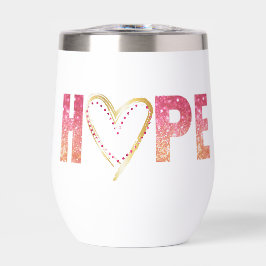 "Hoffnung in rosa Glitzern mit goldenem Herzen"