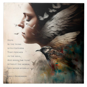 Hoffnung ist das Ding mit Feathers Fliese