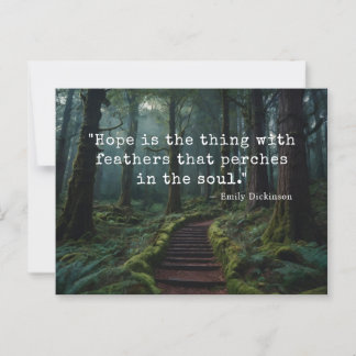 "Hoffnung ist das Ding mit Federn" Emily D Postkar Postkarte