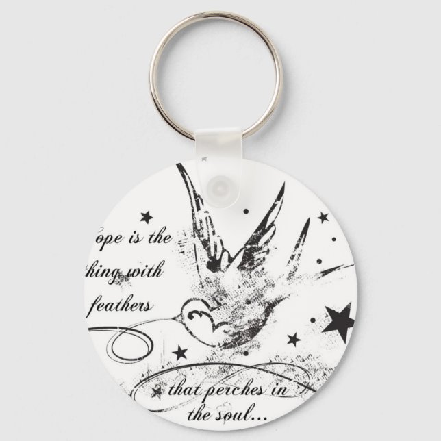 Hoffnung ist das Ding mit Federn Schlüsselanhänger (Vorderseite)