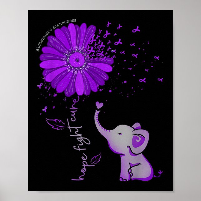 Hoffnung Kämpfen Niedlicher Elefant Alzheimer's Li Poster (Vorne)
